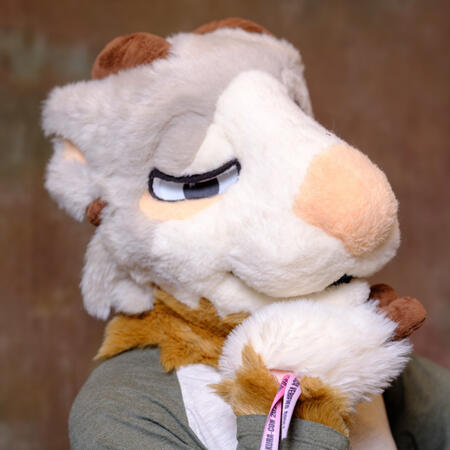 2024 - Mithrun the Goat Critter (He/It), Full Partial, Headbase by Spiltgrapesoda. Inspired by Mithrun from Dungeon Meshi.