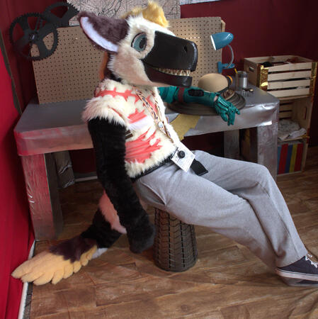 2024 - Vash the Coyotaraptor (He/Him), Upper Halfsuit. Inspired by Vash The Stampede from Trigun Stampede.